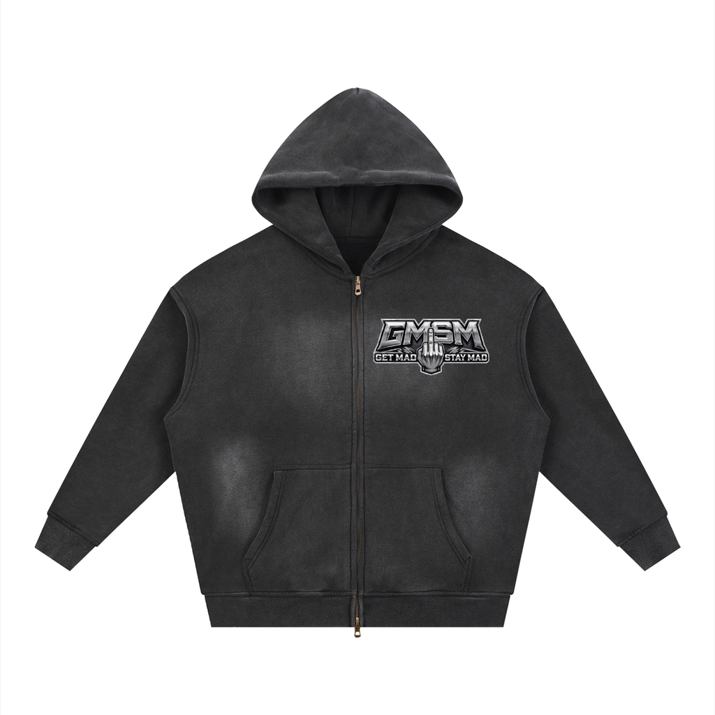 GMSM Sunfade Zip Hoodie in black