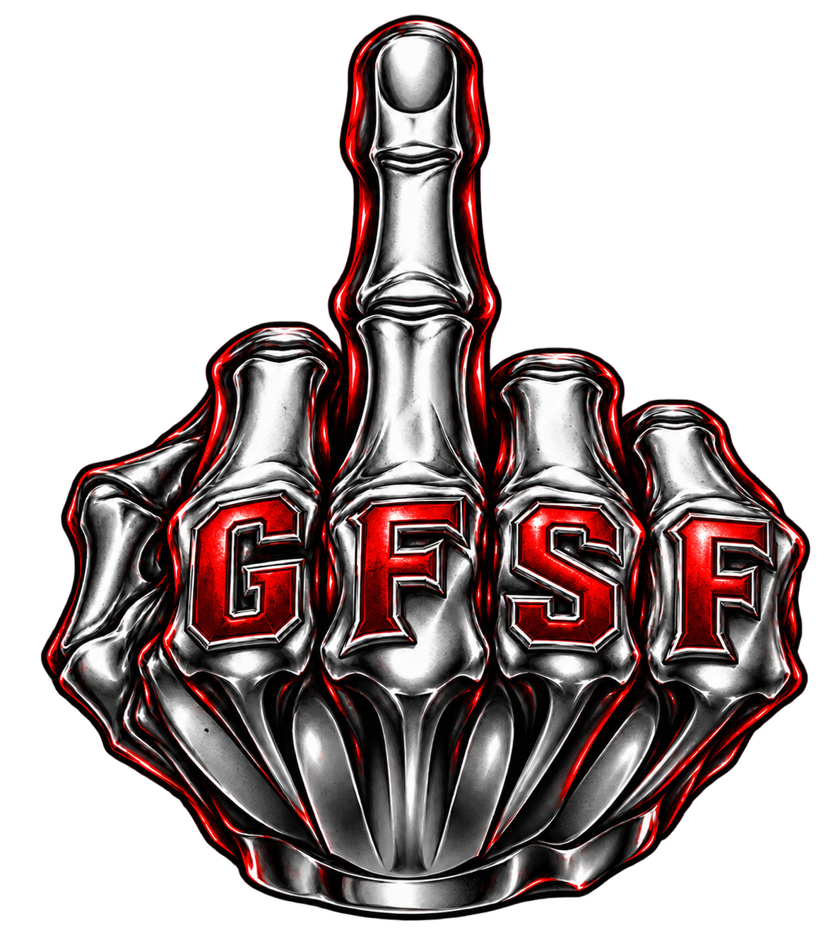 GFSF chrome skeletal hand artwork